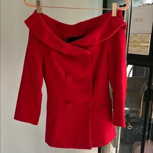 Zara Boatneck Elegant Red Women's Blazer